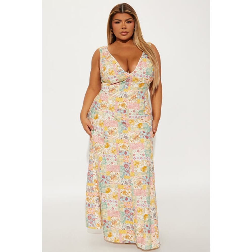 Fashion Nova Sarah V-Neck Maxi Dress - Multi Color